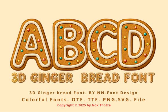 3D Ginger Bread Font for Festive Branding