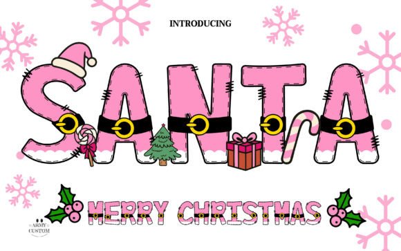Santa Merry Christmas Pink Font for Web Design